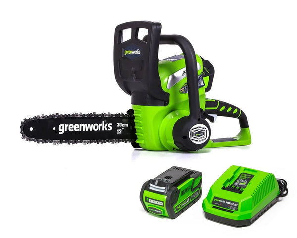 Greenworks 40V 12" Cordless Chainsaw with 2.0 Ah Battery & Charger, 20262