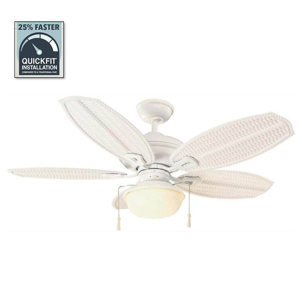 Hampton Bay Palm Beach III 48 in. LED Indoor/Outdoor Matte White Ceiling Fan with Light Kit