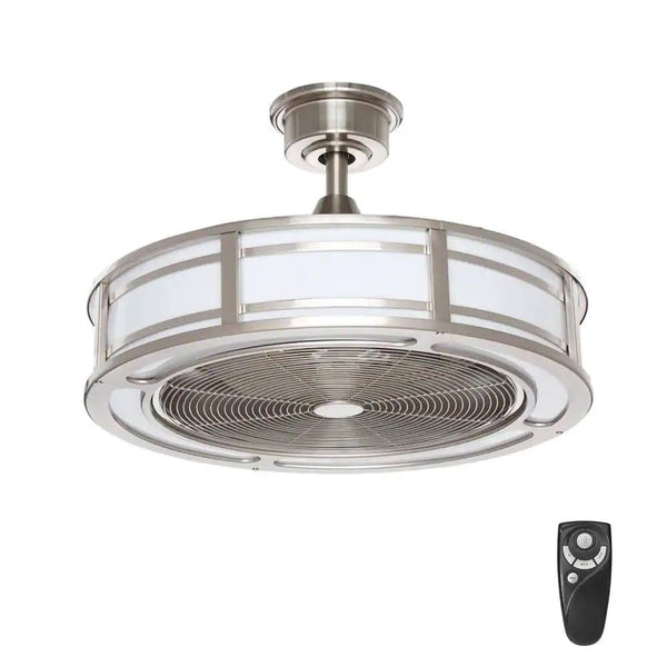 Home Decorators Brette II 23 in. LED Indoor/Outdoor Brushed Nickel Ceiling Fan