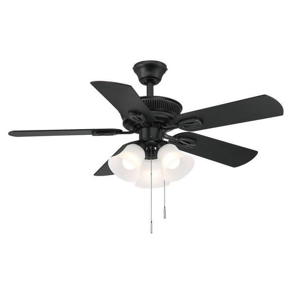 Hampton Bay Glendale III 42 in. LED Indoor Matte Black Ceiling Fan with Light and Pull Chains Included