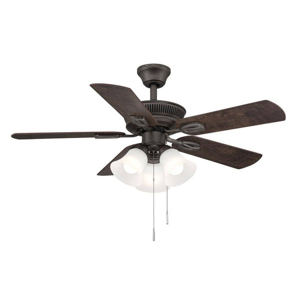 Hampton Bay AK488 - ORB Glendale III 42 in. LED Indoor Oil Rubbed Bronze Ceiling Fan with Light and Pull Chains Included