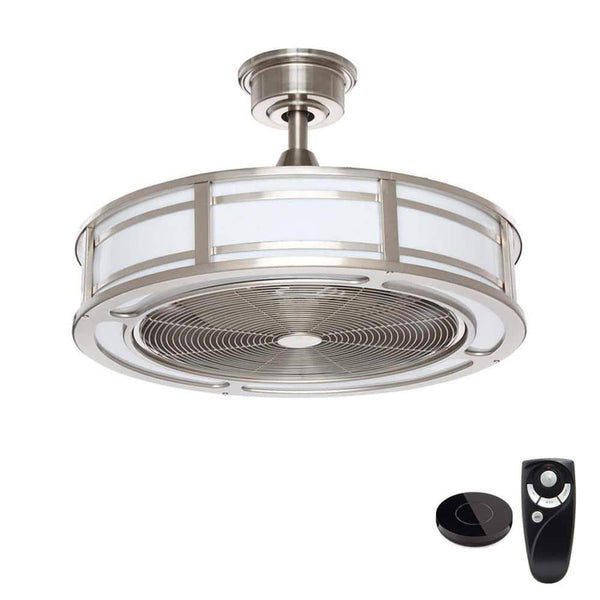 Home Decorators Collection Brette II 23 in LED Brushed Nickel Ceiling Fan with Light and Remote Control works with Google and Alexa AM382A - BN - B