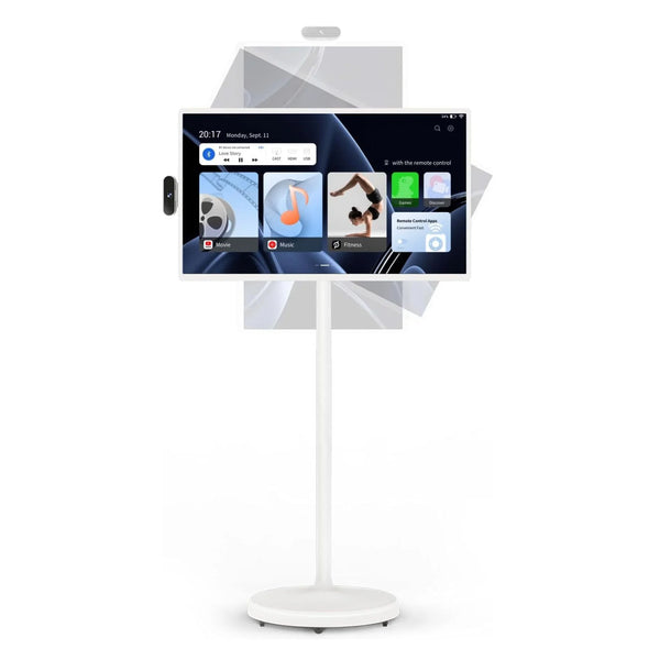 32 - Inch Portable TV, 1080P FHD Rolling TV on Wheels with Rotatable Touch Screen, Android 13 OS, 8G RAM+128G Storage, Built - in Battery, Full Swivel
