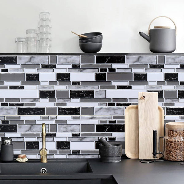 Livebor Black and White Peel and Stick Backsplash Kitchen Wallpaper 118inch x 1181inch Bathroom Wallpaper Kitchen Backsplash Waterproof Contact Paper
