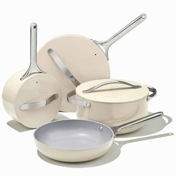 Caraway Home Non - Stick Ceramic Cookware Set, 7-Piece Cream